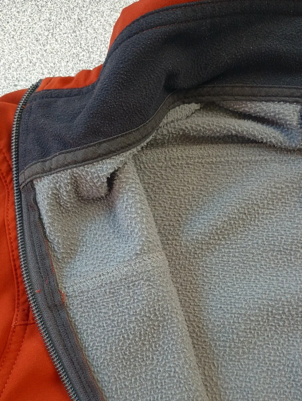 REI Men's Fleece-Lined Softshell Jacket Rust Orange Red Full Zip Pockets
